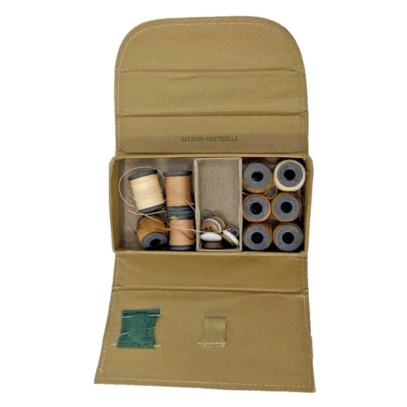 Vintage Belding-Corticelli Military Sewing Kit Case Thread Spools Buttons