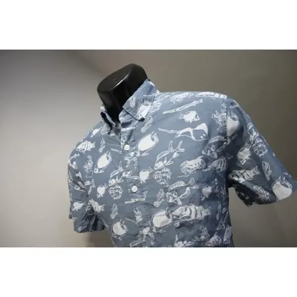 J Crew Button Up Dress Shirt Hawaiian Casual Short Sleeve Pocket‎ Mens Sz Small