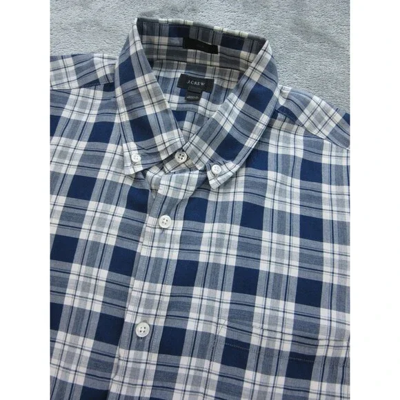 J.CREW Men’s Sz. Medium Slim Fit Shirt Buttoned Up Long Sleeve Plaid Blue Preppy