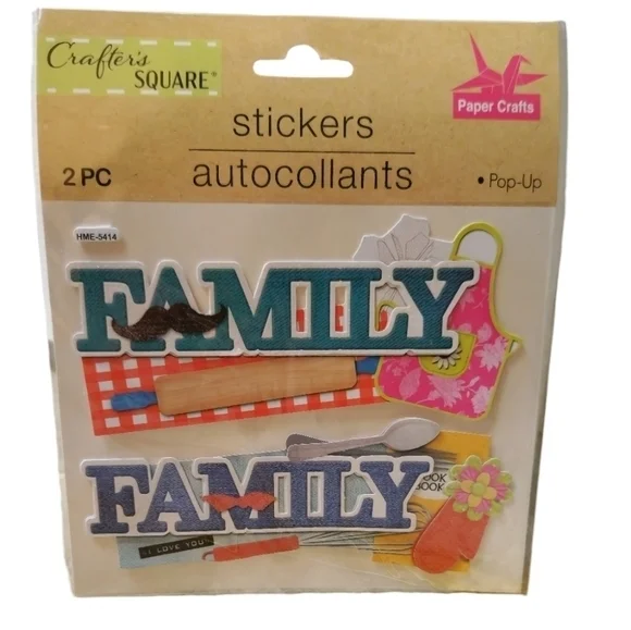 Crafter's Square Dimensional 2PC Paper‎ Family Themed Stickers Scrapbooking
