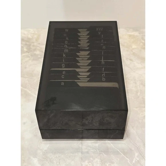 Rolodex‎ Vintage Black Desktop Card File Organizer A-Z Index Box GUC Retro