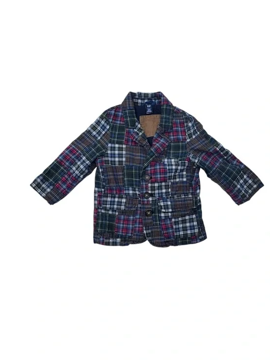GAP Kids Plaid Patchwork Blazer - with corduroy detailing