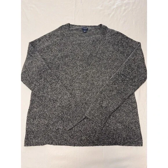 J.Crew Factory Men's Large Marled Charcoal Gray Crewneck Sweater Warm Preppy