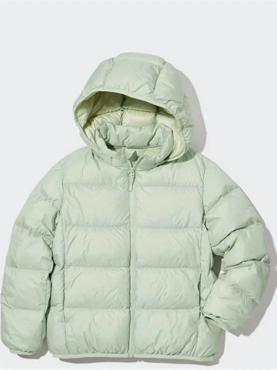 Kids Lightweight Puffer Jacket with Hood - Mint Green