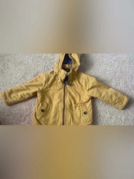 18 Months Kids Hooded Yellow Jacket - Casual Winter Coat