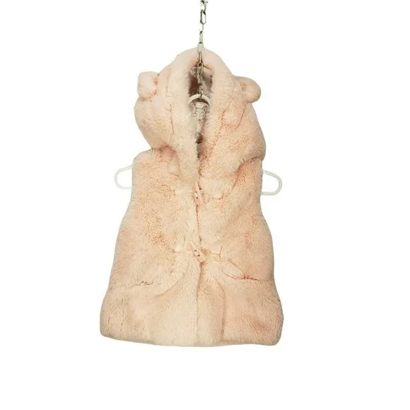 Catherine Malandrino‎ Mini 18 months Pink Fur Teddy Bear Ears Tail Vest Jacket