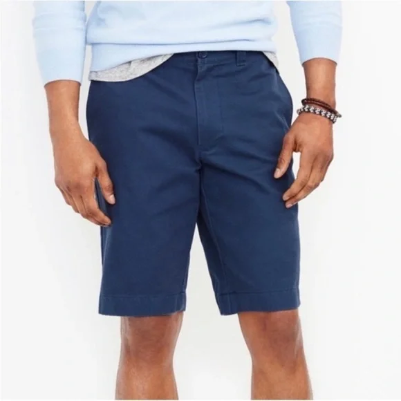 J Crew Rivington Flat Front Navy Blue Shorts Chino Mens Golf Preppy Sz 33