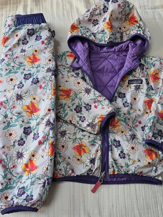 Patagonia Reversible Jacket & Snowpants 4T Floral Purple