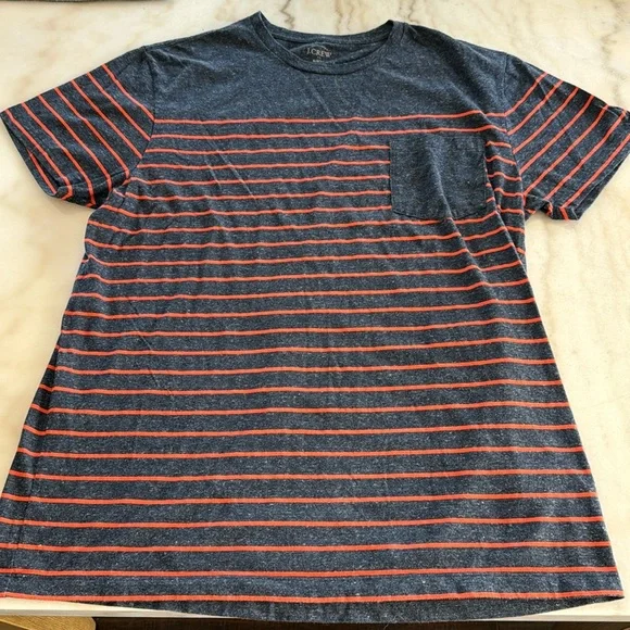 Men’s Orange and Blue Striped Slim Fit Crewneck T-Shirt J.Crew Size XL