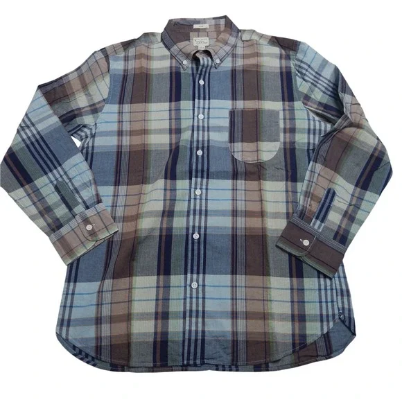 J Crew Plaid Button Down Shirt Mens Long Sleeve Casual Classic Fit Cotton‎