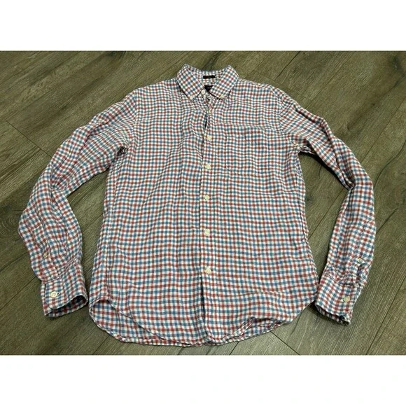 J. Crew Red, Blue & White Check Button-Down Shirt