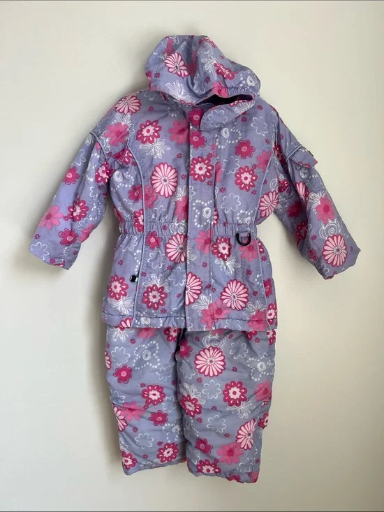 L.L. Bean | Girls Floral Puffer Set in Lavender & Pink Size 4T Coat / 3T Pants