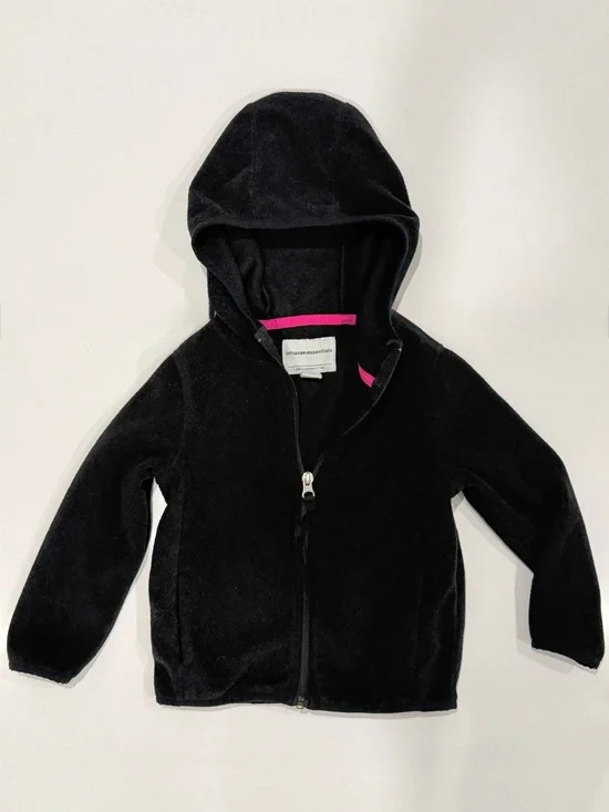 Amazon Essentials Black Zip-Up Fleece Hooded Lightweight Jacket with Pockets 4T