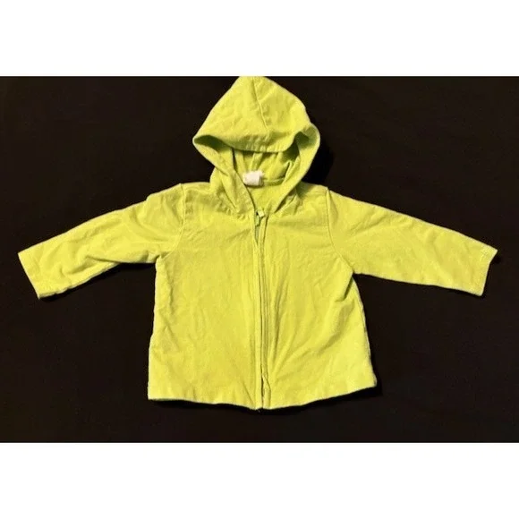Gap factory hooded zip up sweatshirt, size 6-12 months, bright yellow/green