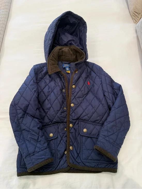 Polo by Ralph Lauren Kids Quilted long sleeve Hooded Barn Jacket - Navy size 7