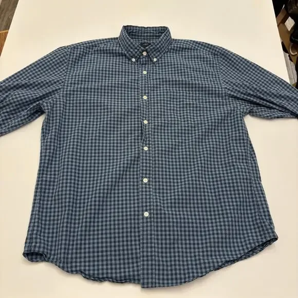 J.Crew Men's XL Blue Gingham Check Long Sleeve Button Down Cotton Shirt