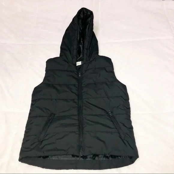 Crazy 8 black puffer hoodie vest.