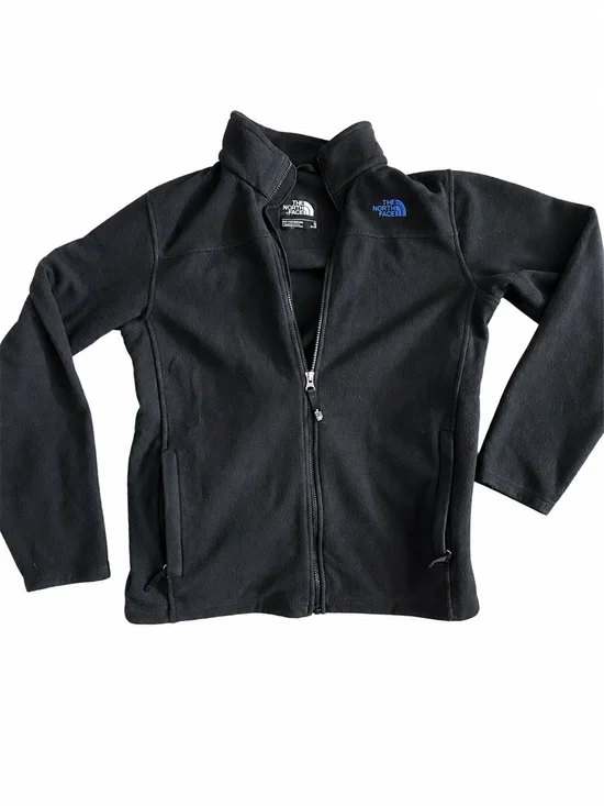 The North Face Boys XL Black Full Zip Fleece Jacket Blue Logo
