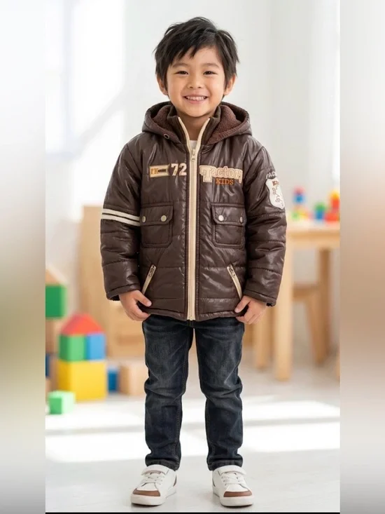 Vintage Brown Hooded Puffer Jacket size 4-5T