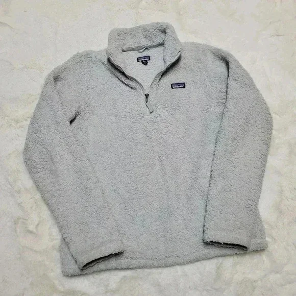 Patagonia Los Gatos Girls Sweater Size XXL 16-18 Light Grey Sherpa
