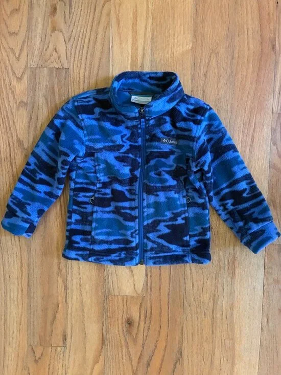 Columbia Boys Blue Camo Full-Zip Fleece Jacket Size 2T