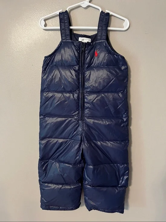 Ralph Lauren Overalls Snowsuit Down Filled Quilted Puffer Baby‎ Boys 12M Blue