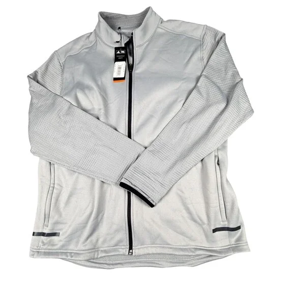 Adidas Golf Climaheat Jacket Mens XL Grey Full Zip Fleece Lined Pockets