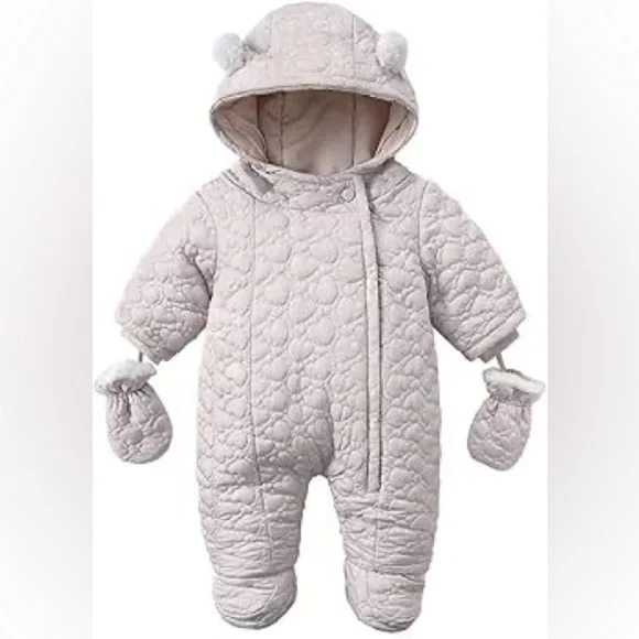 Baby gray textured snowsuit