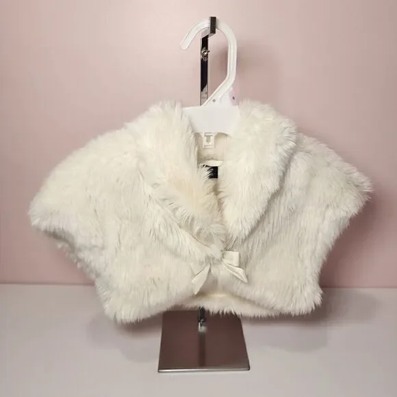 Baby Gap Ivory Frost Faux Fur Bolero Small Medium S/M