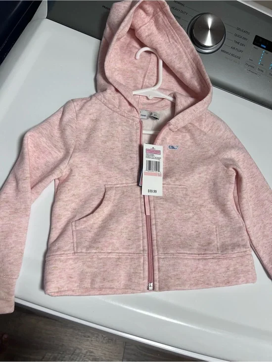 Vineyard Vines Girls' Light Pink Hooded Zip Sweatshirt