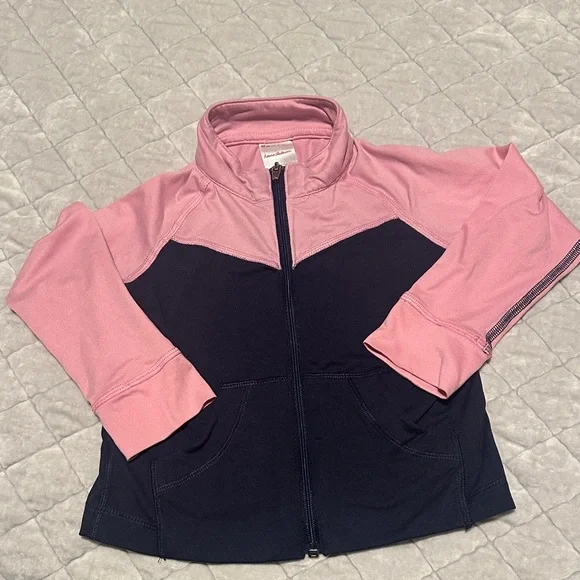 Hanna Andersson blue and pink‎ baby girl toddler track jacket 18-24 months