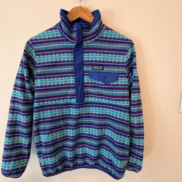 Patagonia Reversible Snap-T Pullover Youth XL Blue Nylon Fleece FA16‎ STY25290