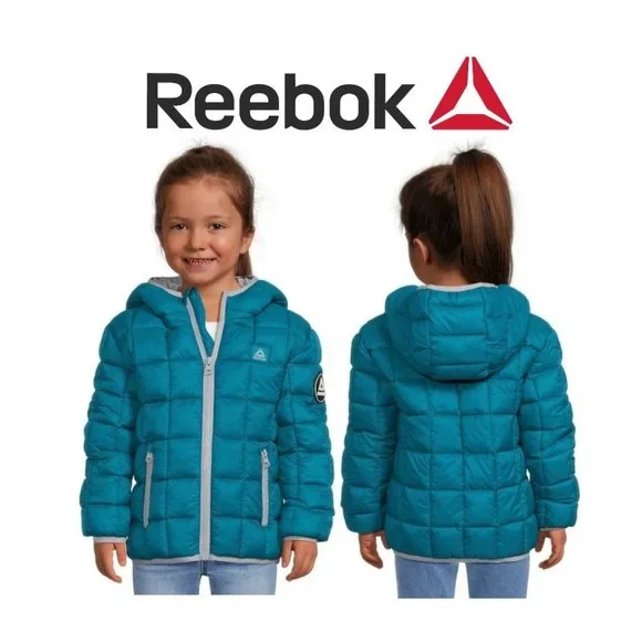 Reebok 18M Teal Blue Puffer Jacket Zipper 18 months NEW Easter Basket Gift