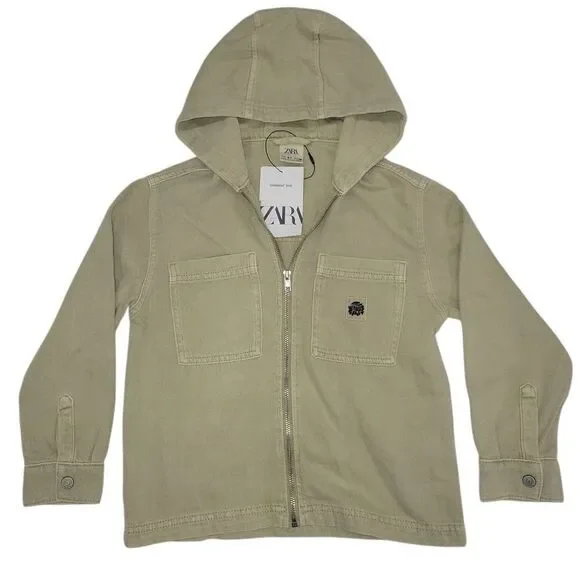 Zara Tan Hooded Jacket for Kids Size 6-7 Years