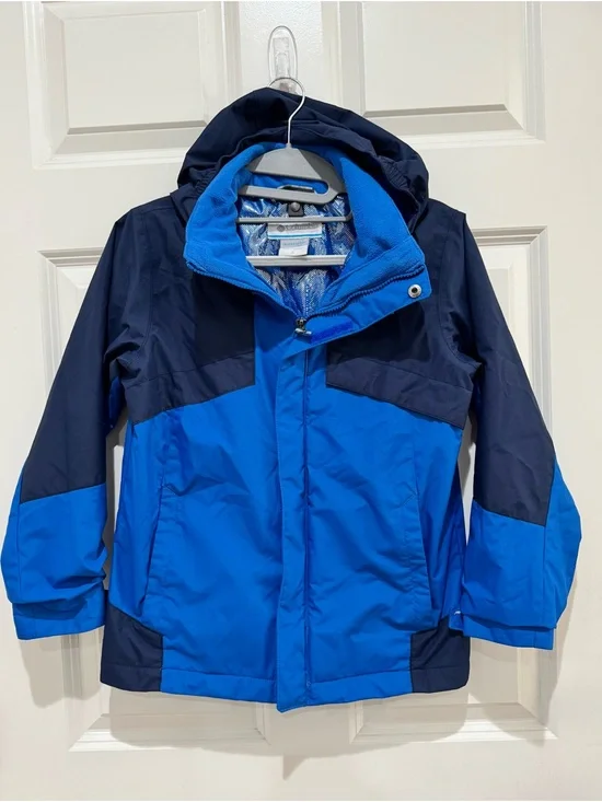 Columbia Boys Kids Waterproof Hooded Jacket - Blue/Navy Omni-Heat/Tech Sz S (8)