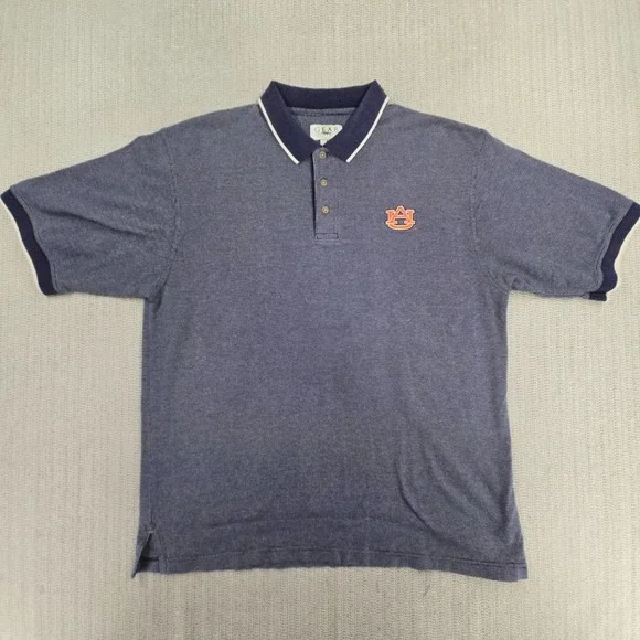 Vintage Auburn Tigers Polo Shirt Mens XL Blue Gear For Sports SEC Football 90s