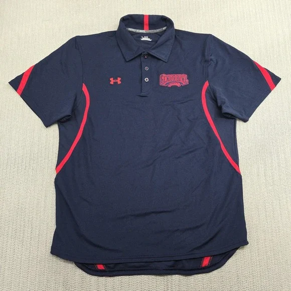 Under Armour Senior Bowl Shirt Mens Medium Navy Red College Football Polo Golf