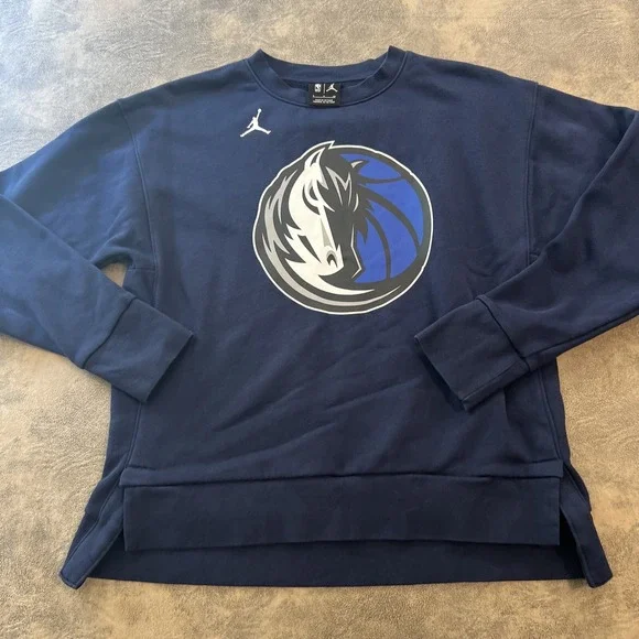 Nike Air Jordan Dallas Mavericks Sweatshirt Men's Small Blue‎ Pullover Crew