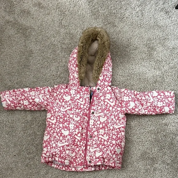 Mini Boden Pink and White Puffer Jacket
