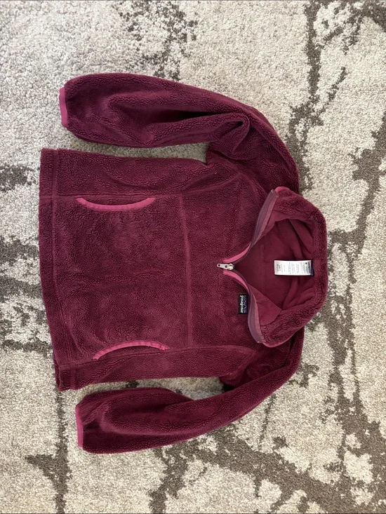 Patagonia Girls' Re-Tool Snap-T Fleece Pullover Burgundy XS