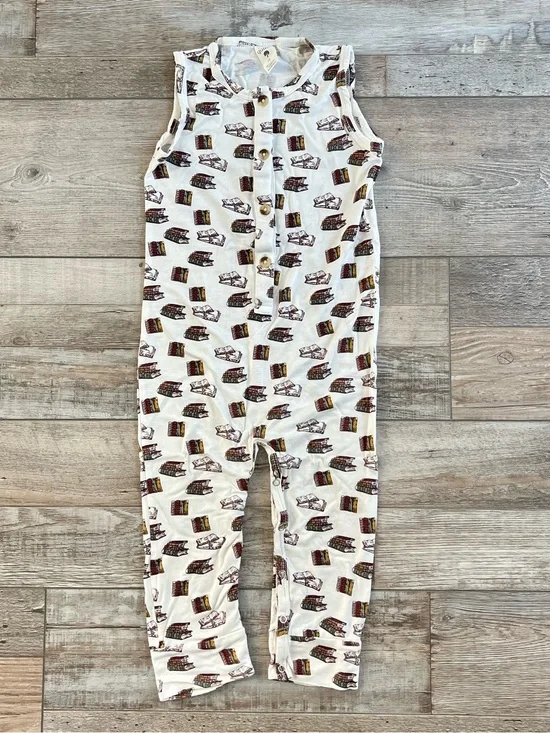 Kate Quinn Bamboo Sleeveless Union Sport Jumpsuit in Vintage Books Size 2T