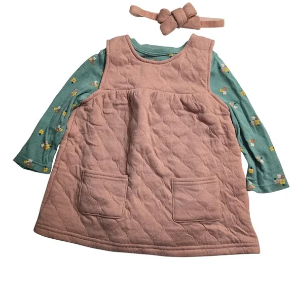 Cloud Island Nicole Miller Baby Girls 12M Quilted Jumper Floral Bodysuit Set 3pc