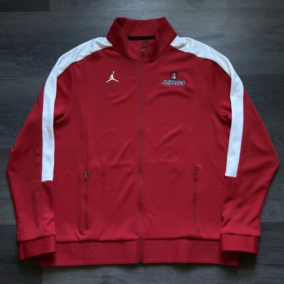 Air Jordan Full Zip Track Jacket Stripe Mens XL Red White Warmup DRI-FIT Pockets