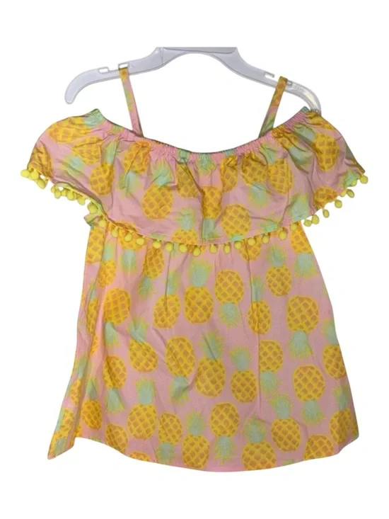 Tommy Bahama Girls 3 Piece Set Dress Shorts Hair Clip Girls Size 10-12 Pineapple