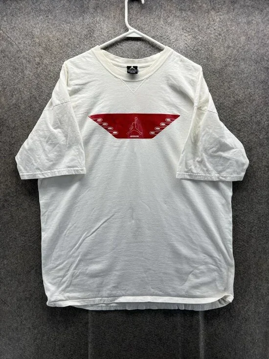 Jordan Shirt Mens 2XL White Jumpman Logo Graphic Tee Basketball Sports Crewneck