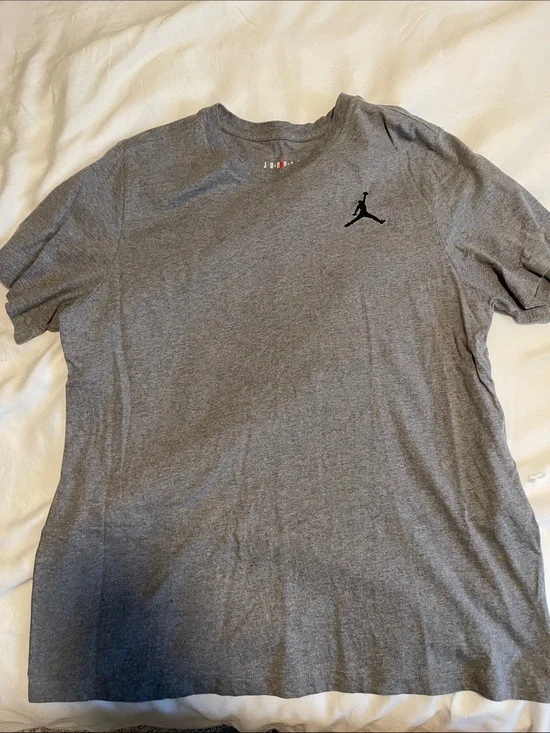 Jordan Gray Short Sleeve Crewneck T-Shirt with Black Jumpman