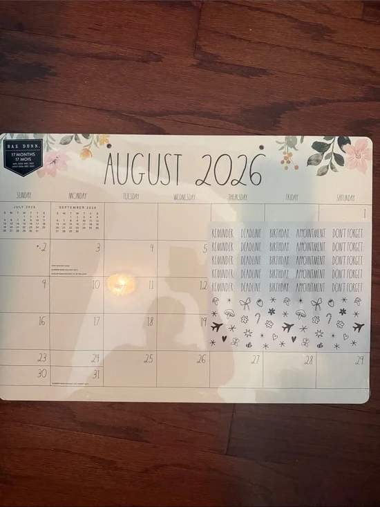 Rae Dunn Floral Desk Calendar