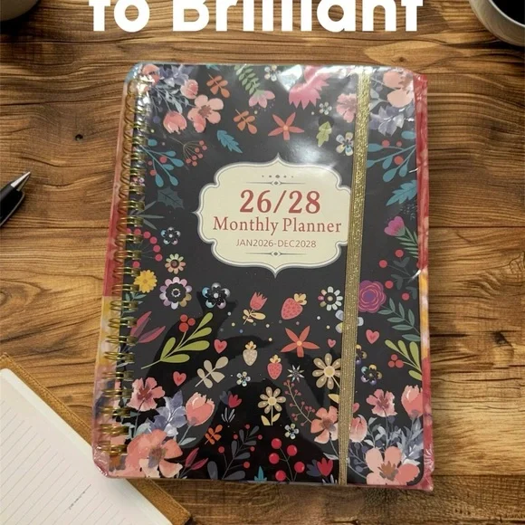 Floral Monthly Planner 2026 2027 2028 Spiral Bound