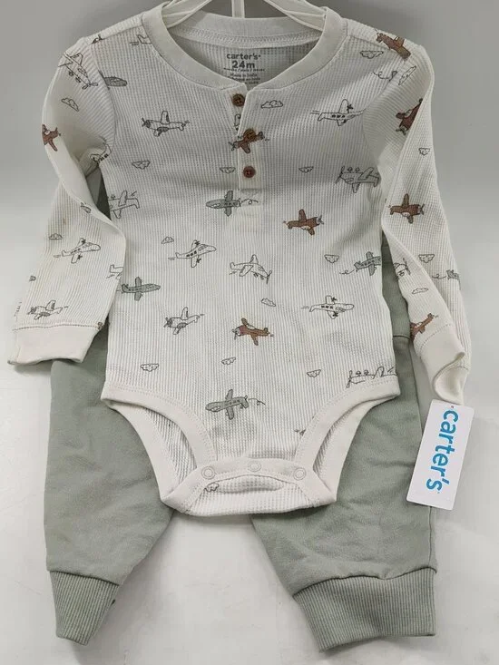 Carter's Boy 2pc Longsleeve Onsie/Pant Set Airplanes Size 24month     P#761@CMK