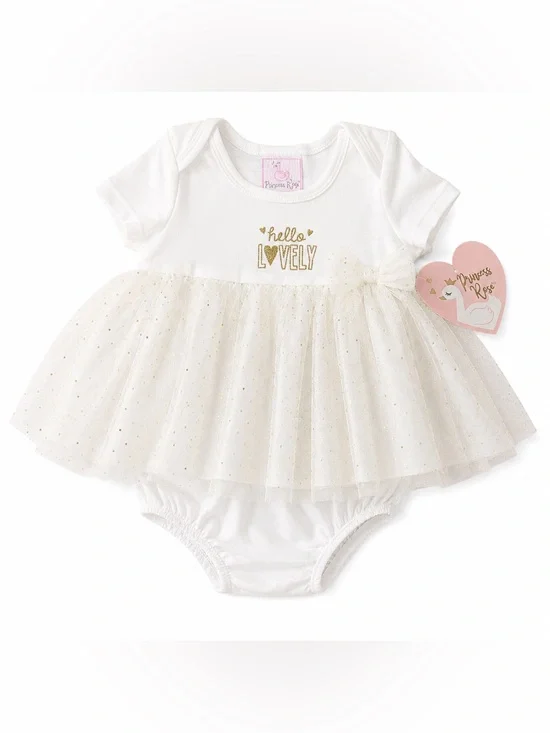 Princess Rose Hello Lovely White Tulle Tutu‎ Bubble Dress NWT 6-9 Months